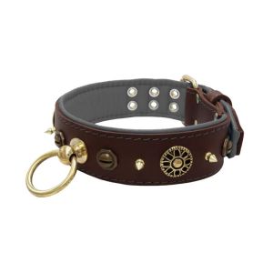 Motif with very impressive 10mm metal studs, featuring a polygonal design and a round Inca shield with leather backing – KD01087/80/50/BR/12