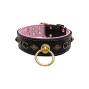 Motif with very impressive metal elements, oval black gemstone, and round carved stones, with carved diamonds and leather backing – KD01088/70/50/BK/10