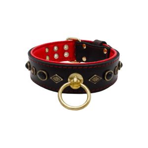 Motif with very impressive metal elements, oval black gemstone, and round carved stones, with carved diamonds and leather backing – KD01088/75/50/BK/04