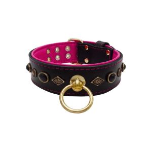 Motif with very impressive metal elements, oval black gemstone, and round carved stones, with carved diamonds and leather backing – KD01088/75/50/BK/13