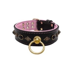 Motif with very impressive metal elements, oval black gemstone, and round carved stones, with carved diamonds and leather backing – KD01088/80/50/BK/10