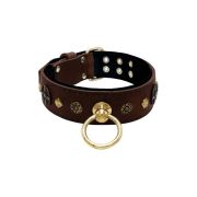Motivo con formas muy impresionantes, escudo redondo tallado, con un escudo medieval y una piedra cuadrada martillada con soporte de cuero – KD01089/80/50/BR/01
