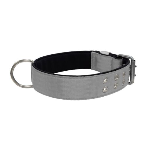 Polyamide Dog Collar with Triple Webbing and 5 cm Neoprene – KI01005/65/50/GY/01