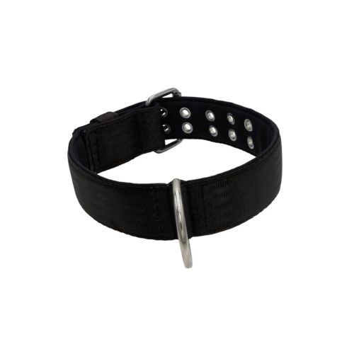 Polyamide Dog Collar with Triple Webbing and 5 cm Neoprene – KI01005/70/50/BK/01