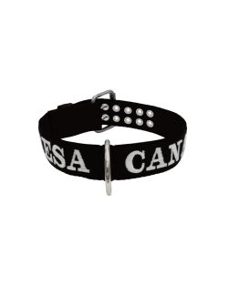 Dog Collar from Polyamide with Triple Strap and Embroidery, 5cm - KI01006/65/50/BK/00