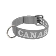 Collar de perro de poliamida con triple correa y bordado, 5cm – KI01006/65/50/GY/00