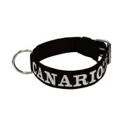 Collar de perro de poliamida con triple correa y bordado, 5cm – KI01006/70/50/BK/00