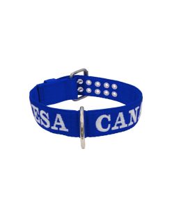 Dog Collar from Polyamide with Triple Strap and Embroidery, 5cm - KI01006/70/50/BL/00