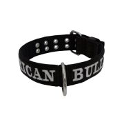 Dog Collar from Polyamide with Triple Strap, Embroidery, and Neoprene, 5cm Width – KI01007/65/50/BK/01