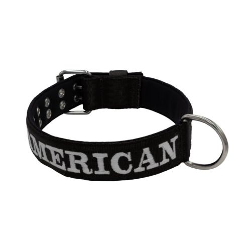 Dog Collar from Polyamide with Triple Strap, Embroidery, and Neoprene, 5cm Width – KI01007/65/50/BK/01
