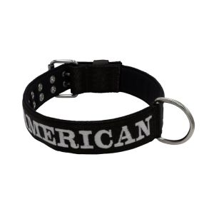 Collar de perro de poliamida con triple correa y bordado, 5cm – KI01007/65/50/BK/01