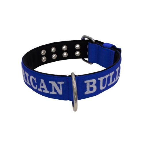 Dog Collar from Polyamide with Triple Strap, Embroidery, and Neoprene, 5cm Width – KI01007/65/50/BL/01