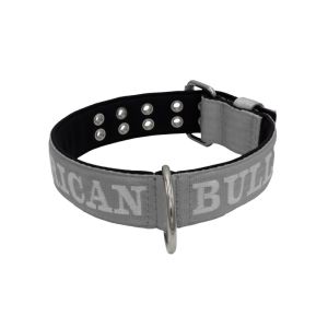Collar de perro de poliamida con triple correa y bordado, 5cm – KI01007/65/50/GY/01