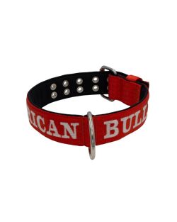Collar de perro de poliamida con triple correa y bordado, 5cm - KI01007/65/50/RD/01