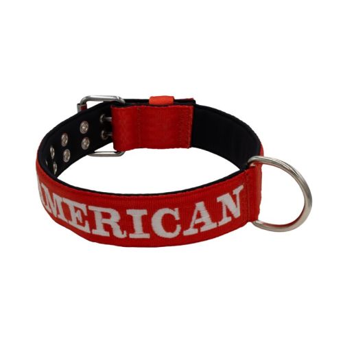 Dog Collar from Polyamide with Triple Strap, Embroidery, and Neoprene, 5cm Width – KI01007/65/50/RD/01