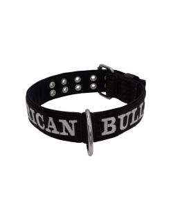 Dog Collar from Polyamide with Triple Strap, Embroidery, and Neoprene, 5cm Width - KI01007/70/50/BK/01