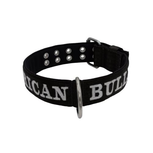 Dog Collar from Polyamide with Triple Strap, Embroidery, and Neoprene, 5cm Width – KI01007/70/50/BK/01