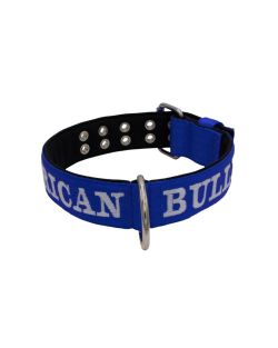Collar de perro de poliamida con triple correa y bordado, 5cm - KI01007/70/50/BL/01