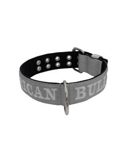 Dog Collar from Polyamide with Triple Strap, Embroidery, and Neoprene, 5cm Width - KI01007/70/50/GY/01