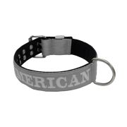 Collar de perro de poliamida con triple correa y bordado, 5cm – KI01007/70/50/GY/01