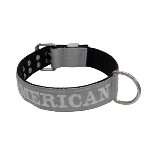 Dog Collar from Polyamide with Triple Strap, Embroidery, and Neoprene, 5cm Width – KI01007/70/50/GY/01