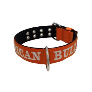 Collar de perro de poliamida con triple correa y bordado, 5cm – KI01007/80/50/OR/01