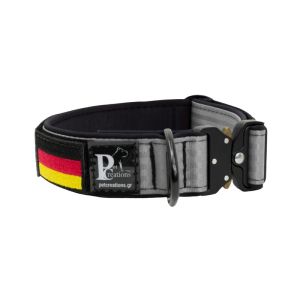 Collar de perro táctico de poliamida y neopreno con bordado, 4 cm de ancho – KI01009/40/40/GY/01