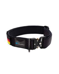Collar de perro táctico de poliamida y neopreno con bordado, 5 cm de ancho - KI01011/55/50/BK/01