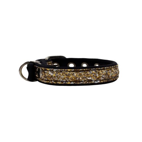 Dog Collar with Glitter Fabric 2cm Strap, and Neoprene Lining – KI01012/35/20/GL/01