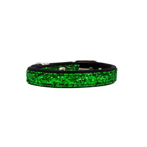 Dog Collar with Glitter Fabric 2cm Strap, and Neoprene Lining – KI01012/35/20/GR/01