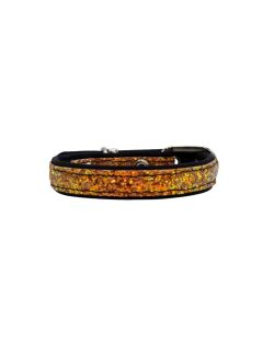 Dog Collar with Glitter Fabric 2cm Strap, and Neoprene Lining - KI01012/35/20/OR/01