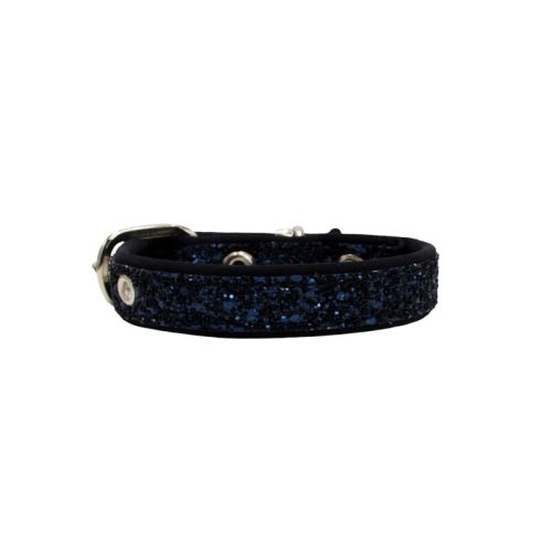 Dog Collar with Glitter Fabric 2cm Strap, and Neoprene Lining – KI01012/40/20/BL/01