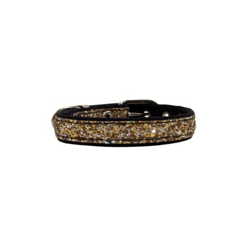 Dog Collar with Glitter Fabric 2,5cm, Strap, and Neoprene Lining – KI01013/45/25/GL/01