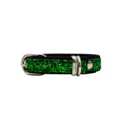 Dog Collar with Glitter Fabric 2,5cm, Strap, and Neoprene Lining – KI01013/45/25/GR/01