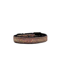 Dog Collar with Glitter Fabric 2,5cm, Strap, and Neoprene Lining - KI01013/45/25/PI/01