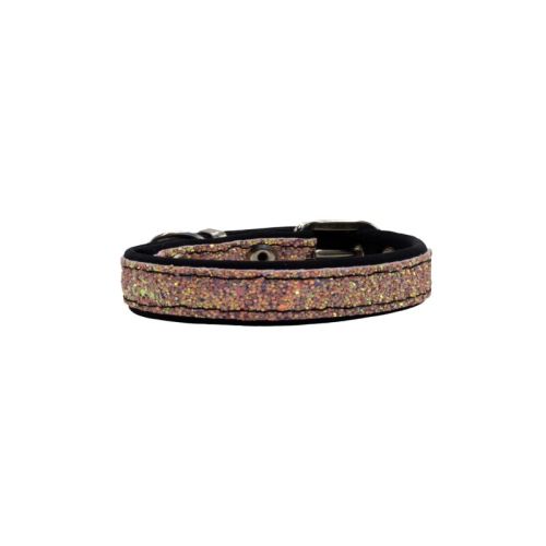 Dog Collar with Glitter Fabric 2,5cm, Strap, and Neoprene Lining – KI01013/45/25/PI/01