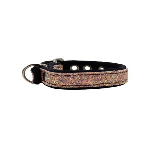 Dog Collar with Glitter Fabric 2,5cm, Strap, and Neoprene Lining – KI01013/45/25/PI/01
