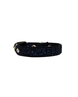 Dog Collar with Glitter Fabric 2,5cm, Strap, and Neoprene Lining - KI01013/50/25/BL/01