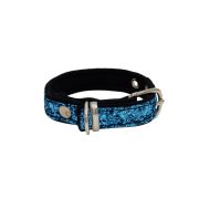 Dog Collar with Glitter Fabric 2,5cm, Strap, and Neoprene Lining – KI01013/50/25/LB/01