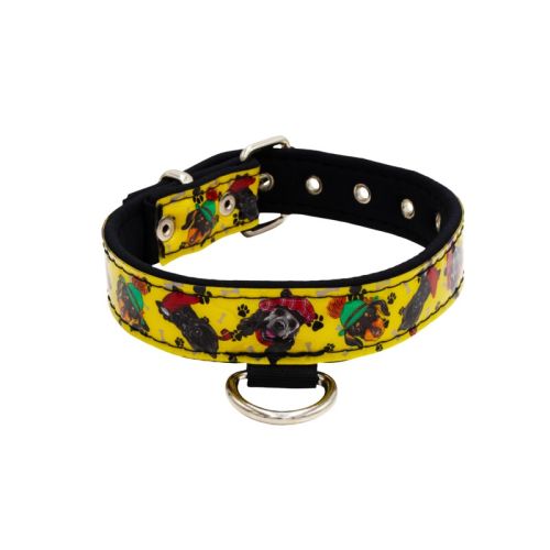 Dog Collar with Vinyl Print and Neoprene Lining (Faces – Hats Design) – KI01015/40/20/P2/01