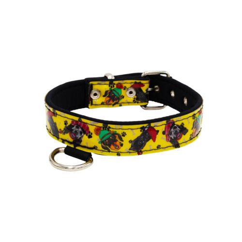 Dog Collar with Vinyl Print and Neoprene Lining (Faces – Hats Design) – KI01015/80/50/P2/01
