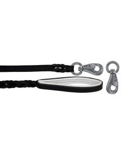 Correa trenzada de cuero auténtico de 5 mm de grosor. Incluye forro de cuero. - OD01002/100/20/BK/02/K05
