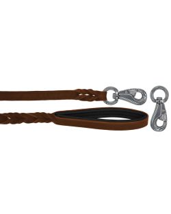 Correa trenzada de cuero auténtico de 5 mm de grosor. Incluye forro de cuero. - OD01002/100/20/BR/01/K05