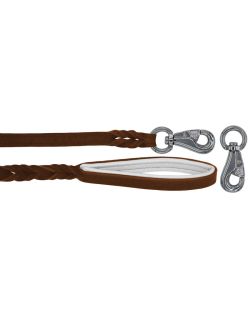 Braided leather guide made from genuine leather, 5mm thick, featuring leather backing - OD01002/100/20/BR/02/K05