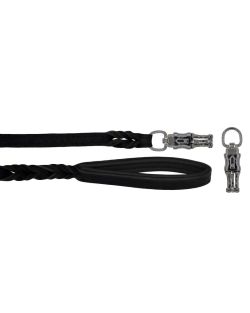 Braided leather guide made from genuine leather, 5mm thick, featuring leather backing - OD01002/120/20/BK/01/K09