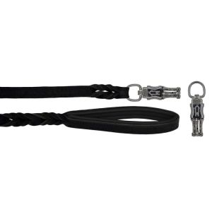 Braided leather guide made from genuine leather, 5mm thick, featuring leather backing – OD01002/120/20/BK/01/K09