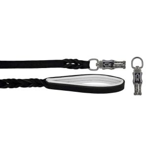 Braided leather guide made from genuine leather, 5mm thick, featuring leather backing – OD01002/120/20/BK/02/K09