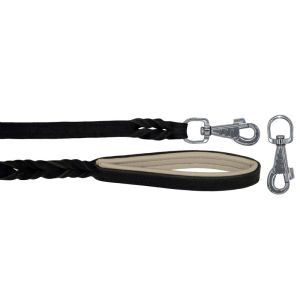 Braided leather guide made from genuine leather, 5mm thick, featuring leather backing – OD01002/120/20/BK/09/K03