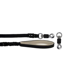 Braided leather guide made from genuine leather, 5mm thick, featuring leather backing - OD01002/120/20/BK/09/K07