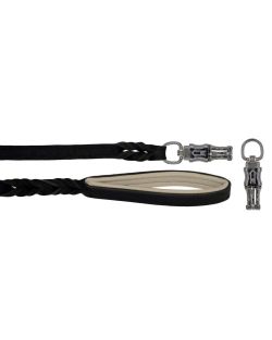 Braided leather guide made from genuine leather, 5mm thick, featuring leather backing - OD01002/120/20/BK/09/K09